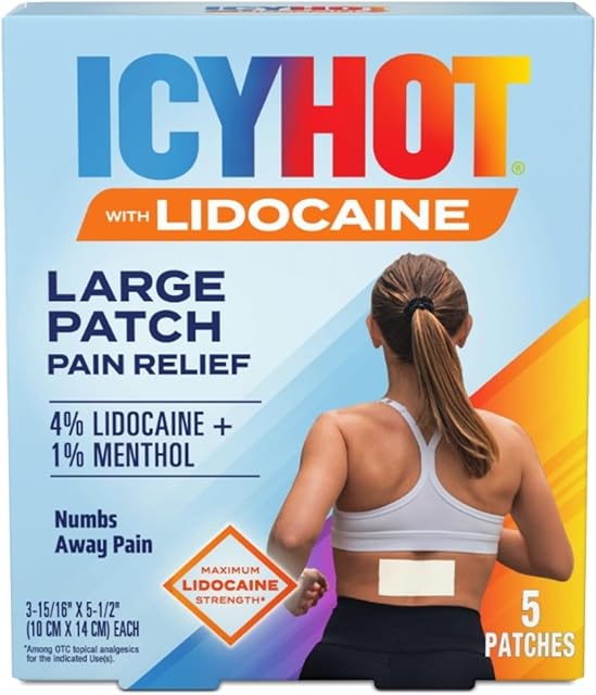 Icy Hot Max Strength Lidocaine Pain Relief Patch (5 Count) Penetrates for Fast, Targeted Relief
