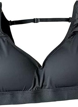 Women Sexy Casual T-Shirts 2 in 1 Built-in Shoulder Pad Push-Up Tops, Bra With Chest Pad(S,Black)