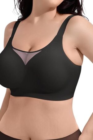 Wireless Bras for Women V Mesh Supportive Full Coverage Everyday Bralette No Underwire Seamless T Shirt Push Up Bra