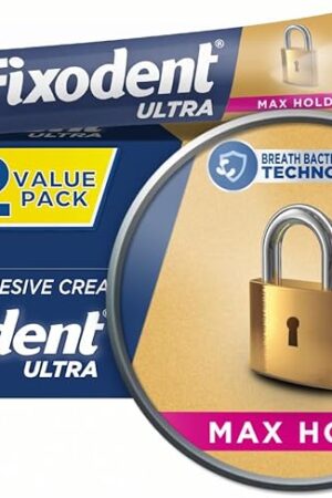 Fixodent Ultra Max Hold Denture Adhesive, 22 Ounce (Pack of 2)