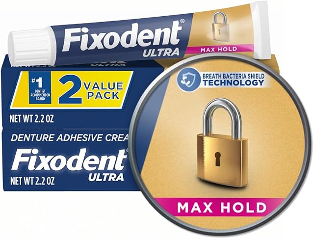Fixodent Ultra Max Hold Denture Adhesive, 22 Ounce (Pack of 2)