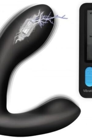 Vibrating Prostate Massager E-Stim Anal Plug with Remote Control Sex Toys for Couples Male BDSM Masochist Electric Shock Stimulation Conditioning Silicone P Spot Electronic Stimulator