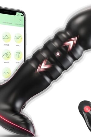 Anal Plug Vibrator with App Control Sex Toy for Men Women - Prostate Massager with 7 Thrusting & Vibrating Modes Adult Anal Vibrator Butt Stimulator Plug for Male Female (Black)