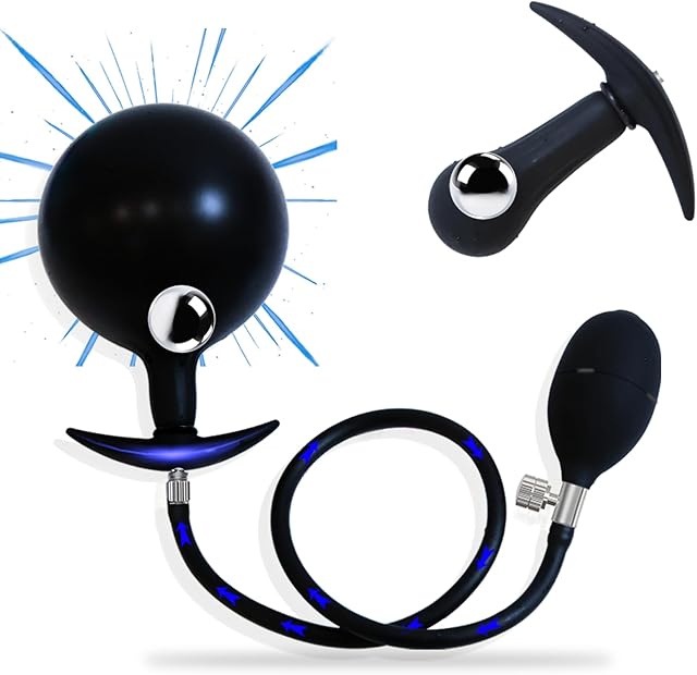 Inflatable Anal Butt Plug Prostate Stimulation Device with Rolling Steel Ball Vaginal Dilator for Enhanced Pleasure in LGBT Intimate Play, Sex Toys for Man/Women Beginners?Pro Players (1 Steel Ball)