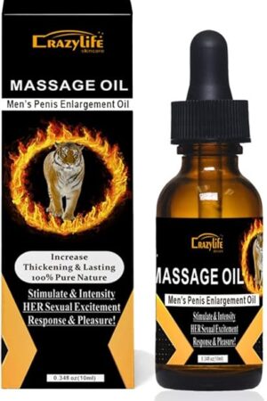 CRAZYLIFE Massage Oil Enlargement Oil Increase Enlarge Gel Thicker Longer Stronger Large Size Enlarger Cream BLSEX for Men (F315-TIGER Oil)