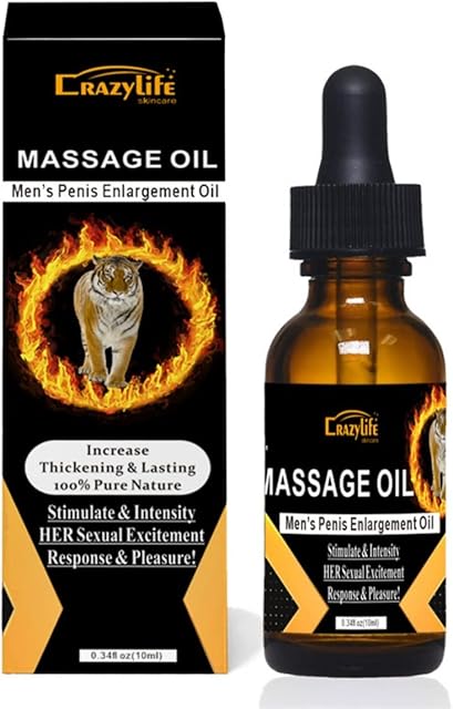 CRAZYLIFE Massage Oil Enlargement Oil Increase Enlarge Gel Thicker Longer Stronger Large Size Enlarger Cream BLSEX for Men (F315-TIGER Oil)