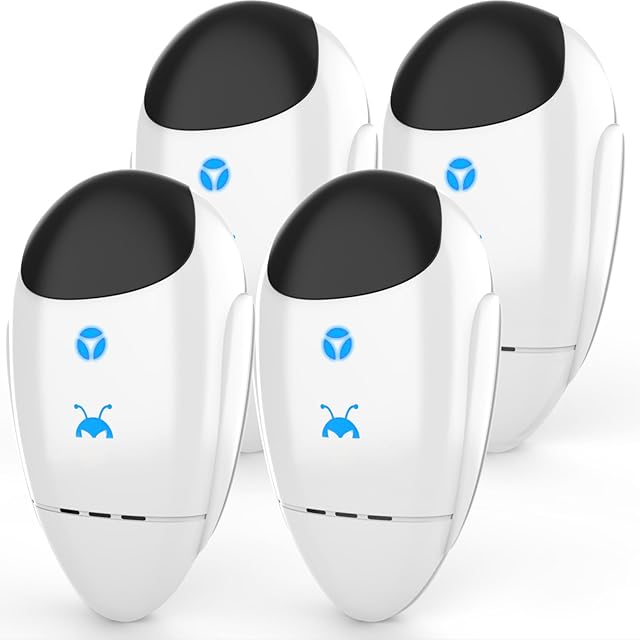 2025 Upgraded Ultrasonic Pest & Insect Repeller, Ultrasonic Repellent for Roach, Rodent, Mouse, Bugs, Mosquito, Mice, Spider, Ant, Electronic Plug in Pest Deterrent, 4 Packs