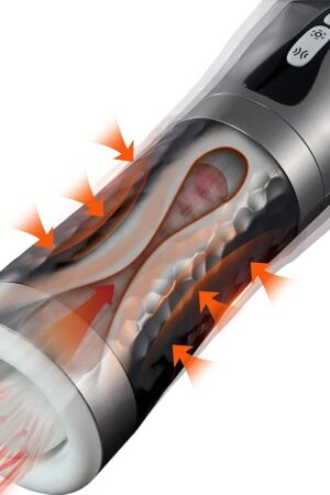 Deep Throat Automatic Male Masturbator Cup with 5 Squeeze Modes, Vibrating Sucking Male Stroker with Realistic Mouth Tunnel, Ulovime Blowjob Adult Male Sex Toy for Men Masturbation