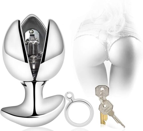 YiFeng Opening Lotus Anal Plug, Heavy Duty Stainless Steel Anal Trainer Butt Expander with Lock