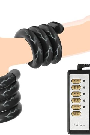 Electric Shock Bondage Training Masturbation Penis Ring Winding Exercise Endurance Trainer Electric Shock Cock Ring Male Bondage Penis Ring