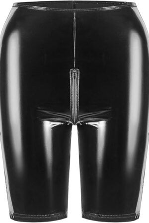 Women High Gloss PVC Leather Sexy Zipper Shorts Lingerie Clubwear Nightwear Fashionable Apparel