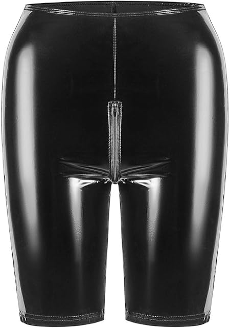 Women High Gloss PVC Leather Sexy Zipper Shorts Lingerie Clubwear Nightwear Fashionable Apparel