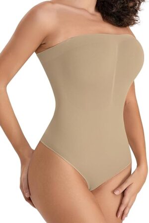 Womens Tube Bodysuits Sexy Strapless Bodysuit Thong Tank Top Off The Shoulder One Piece Leotard