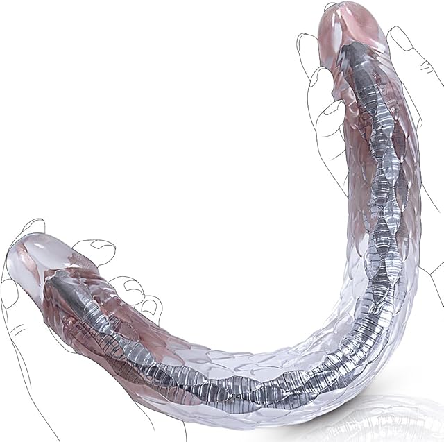 Double Ended Dildo Clear Realistic Dildo, Anal Dildo with Internal Bendable Stand, G-spot Penis Dildo for Vagina Anal, Sex Toys for Couple