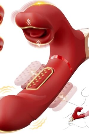 G Spot Vibrator Dildo Sex Toys - 3 in 1 Tongue Rose Clitoral Vibrator with 7 Flapping & 5 Biting Vibration Modes, Waterproof Nipple Stimulator Rabbit Vibrator, Adult Female Sex Toys for Women Couple