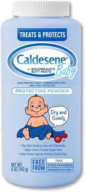 Caldesene Cornstarch Baby Powder with Zinc Oxide, Talc-Free Baby Powder, 5 Oz