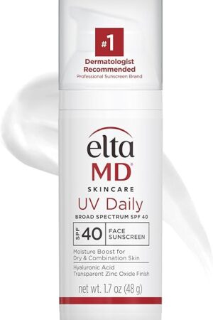 EltaMD UV Daily SPF 40 Face Sunscreen Moisturizer with Zinc Oxide, Daily Face Moisturizer with SPF, Sunscreen, For Dry Skin 17 oz Pump