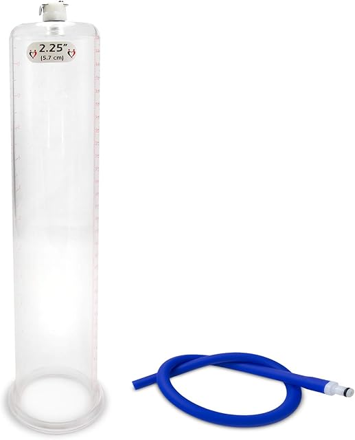 LeLuv 2.25" x 12" Penis Pump Vacuum Cylinder Adult Toy with 18" Royal Blue Silicone Non-Collapsable Hose and Male/Female Air-Tight Locking Fittings