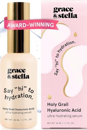 grace & stella Award Winning Hyaluronic Acid Serum (50ml/17 fl oz) Hydrating Hyaluronic Acid Serum for Face - Acido Hialuronico for Women - Remove Fine Lines, Wrinkles, Anti Aging - Vegan Skincare