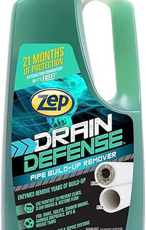 Zep Drain Defense Pipe Build-Up Remover - 64 Ounces - ZLDC648 - Professional Strength Liquid Pipe Build Up Remover,GREEN