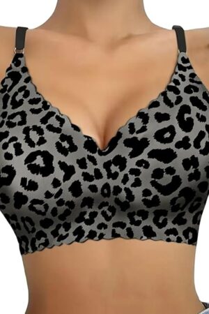 Leopard Bras for Women Ultra Comfy Soft Sexy Wireless Sports Bra Smooth Seamless Push Up Bralettes Full Coverage