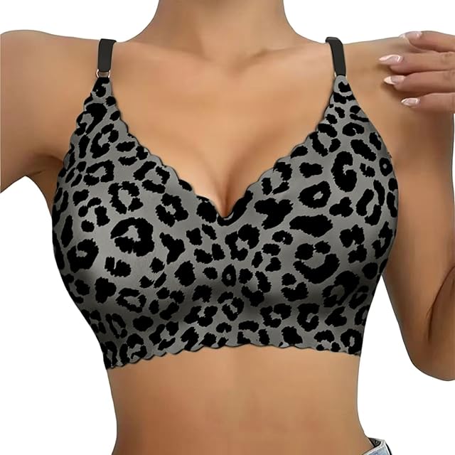 Leopard Bras for Women Ultra Comfy Soft Sexy Wireless Sports Bra Smooth Seamless Push Up Bralettes Full Coverage
