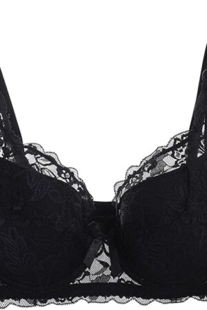 Floral Lace Sexy Lingerie for Women's Underwire Bra Sheer See Through Bras Unpadded Ultra Thin Underwear Bralette