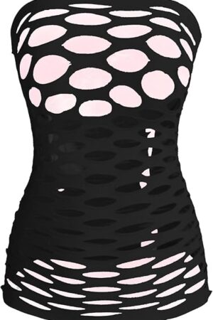 Women's Sexy Cut Out Babydoll Lingerie Dress Strapless Sleeveless Bodycon Mini Nightgowns