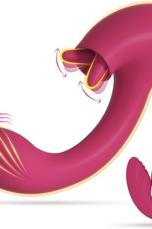 G Spot Dildo Vibrator with 2 Tongue Clit Licker, Women Adult Sex Toys, Clitoris Tongue Licking Vibrator Female Couples Rabbit Sex Toy, Vibrating Dildos Clitoral Stimulator Wand Vibrators for Woman Her