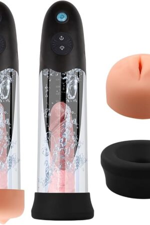 Water Penis Pump Sex Toys - 3 in 1 Water Spa Massager Penis Enlarger Male Masturbator, Waterproof Cock Pump Electric Penis Vacuum Pump, Adult Erection Dick Pump Device Sex Toys for Men