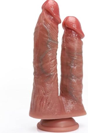 Double Dildo for Vaginal Anal Stimulation, Realistic Double Sided Dildo with Strong Suction Cup for Hands-Free Play, Silicone Auns G-spot Dildos Stimulator Sex Toys for Women Couple Lesbians, 827"