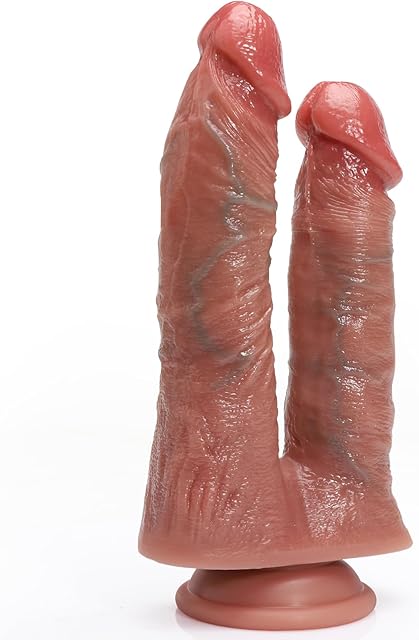 Double Dildo for Vaginal Anal Stimulation, Realistic Double Sided Dildo with Strong Suction Cup for Hands-Free Play, Silicone Auns G-spot Dildos Stimulator Sex Toys for Women Couple Lesbians, 827"