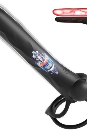 Dual Cock Ring Anal Vibrator Prostate Massager Sex Toys for Men Women Couples, Multiple Vibration Modes Silicone Vibrating Anal Plug Butt Plug Dildo Stretchy Penis Ring