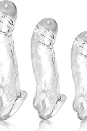 3 Sizes Reusable Penis Sleeves Cock Ring, Cock Sleeve Penis Extender Soft Silicone Clear Adult Sex Toys for Men Women, Penis Ring Enlarger Penis Girth Enhancer Sleeve for Couples Pleasure Sex Toys