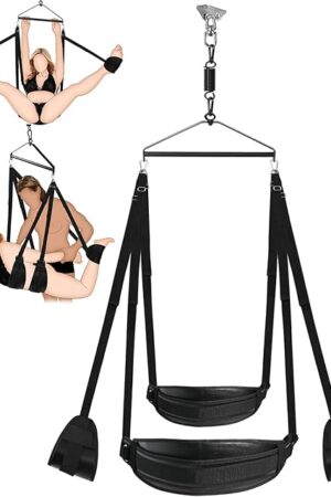 BDSM Sex Swing for Couple, Heavy Duty 360 Degree Spinning Indoor Ceiling Swing with Triangle Hanging Apparatus and Adjustable Slings Soft Pads, Adult Sex Toys Sex Furniture, Holds Up to 800 lbs