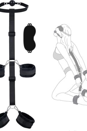 BDSM Bondage Restraints Kit Sex Toys, Sex Toys for Women Mouth to Wrist/Ankle Behind Back Restraint Set with Adjustable Straps Handcuffs, Blindfold, Ball Gag Choker for Bed SM Games Couple Play