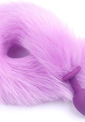 Fox Tail Metal &Silicone Anal Butt Plug Sex Toys Animal Role Play for Woman Couples Adult Games Cosplay (Color : Purple L4)