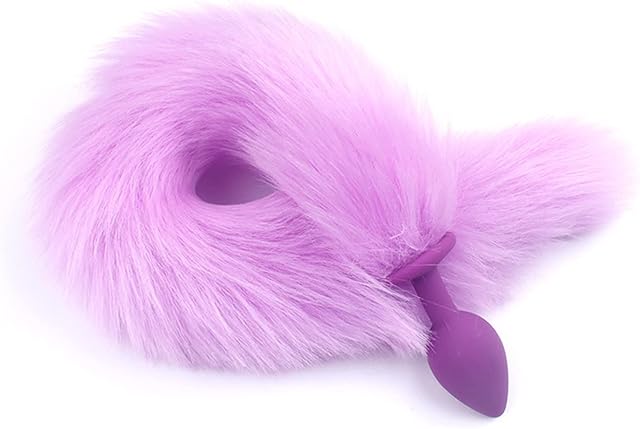 Fox Tail Metal &Silicone Anal Butt Plug Sex Toys Animal Role Play for Woman Couples Adult Games Cosplay (Color : Purple L4)