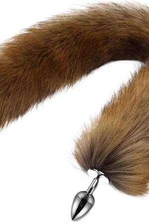 78cm Red Long Fox Tail Anal Plug Metal Butt Plug Prostate Massage Erotic Cosplay Accessories Adult Sex Toys for Couples(Brown,S)