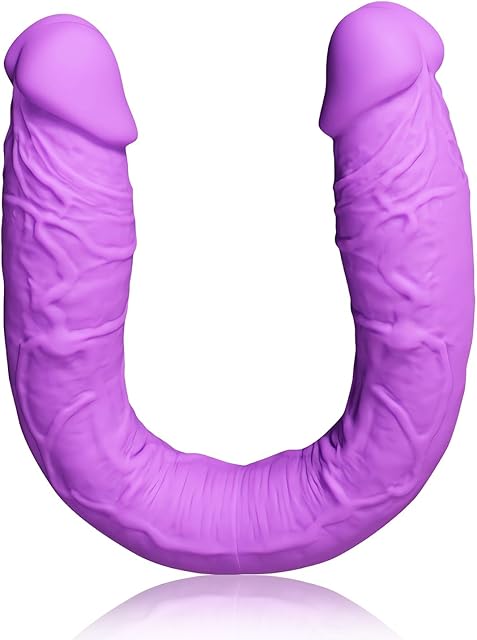 Double Ended Dildo Silicone Realistic Penis with Veins Soft Long Cock G-spot Stimulation Anal Sex Toys for Women Men and Couples (S)