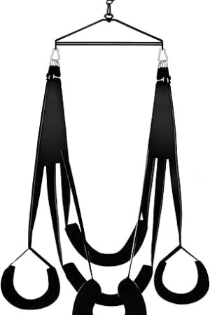BELSIANG Adult Sex Swing,360 Degree Spinning Indoor Ceiling Sling, Sex Toys Set with Premium Paint Stand and Widened Thick Comfortable Swing for Couples(Pillow Extreme, Black)