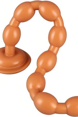 19.69 Inch Long Anal Beads Butt Plug G Spot Dildo Deep Massager Suction Cup Adult Sex Toys, Silicone Anal Plug Prostate Masturbator for Beginners and Advanced Players (Gold)