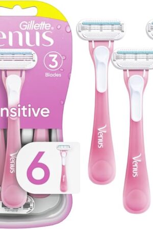 Gillette Venus Sensitive Disposable Razors for Women with Sensitive Skin, 6 Count, Delivers Close Shave with Comfort