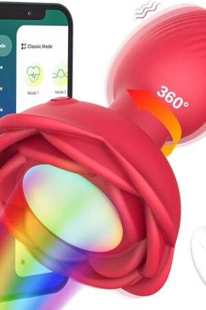 Adult Sex Toys for Men Rose Prostate Massager, 360? Rotation Anal Butt Plug Vibrating with 10 Vibrating APP Remote Control Fashion Light Up Dildo Vibrators Sex Toy for Men and Women