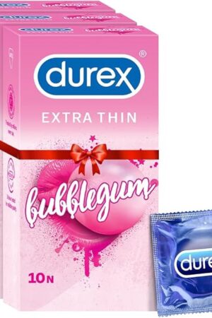 Durex Extra Thin Bubblegum Flavoured Condoms for Men-10s (Pack of 3)