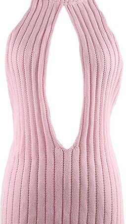 Women's Sexy Virgin Killer Sweater Backless Sweater Dress Hollow Out Cosplay Knit Tank Top Vest