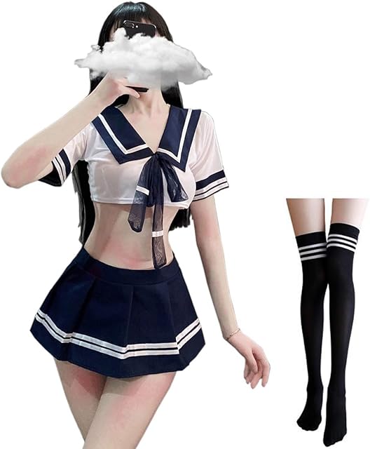 Women Lingerie Sexy Schoolgirls Outfit Lingerie Roleplay Cosplay Sailor Costumes with Socks Lovely