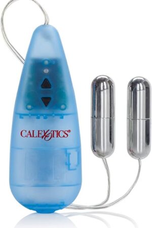 CalExotics Pocket Exotics Impulse Slim Twin Bullets Double Vibrator with 5 powerful functions of vibration and pulsation Silver SE-0054-40-3