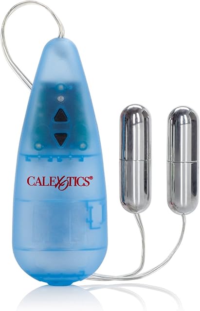 CalExotics Pocket Exotics Impulse Slim Twin Bullets Double Vibrator with 5 powerful functions of vibration and pulsation Silver SE-0054-40-3