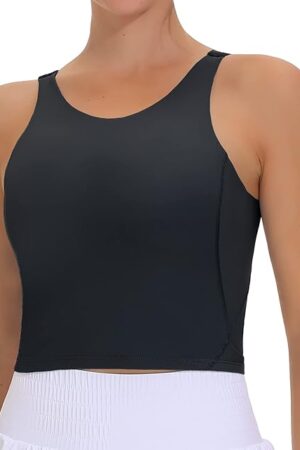 Women's Sports Bra Sleeveless Workout Tank Tops Running Yoga Cropped Tops with Removable Padded